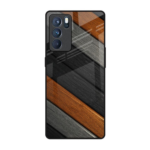 Tri Color Wood Oppo Reno6 Pro Glass Back Cover Online