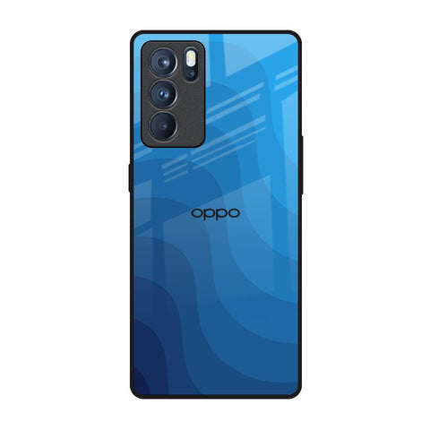 Blue Wave Abstract Oppo Reno6 Pro Glass Back Cover Online