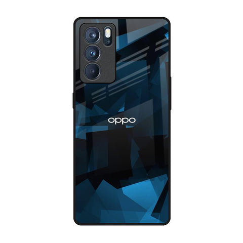 Polygonal Blue Box Oppo Reno6 Pro Glass Back Cover Online
