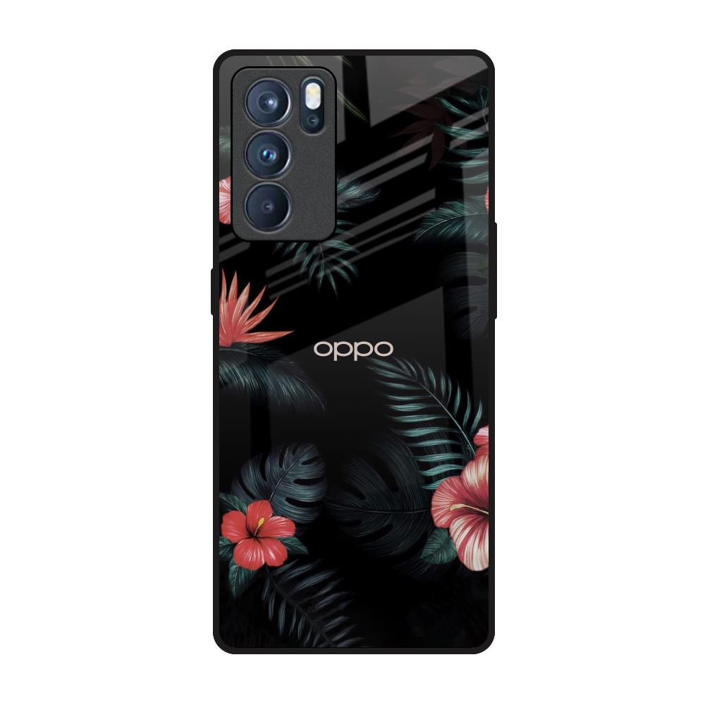 Tropical Art Flower Oppo Reno6 Pro Glass Back Cover Online