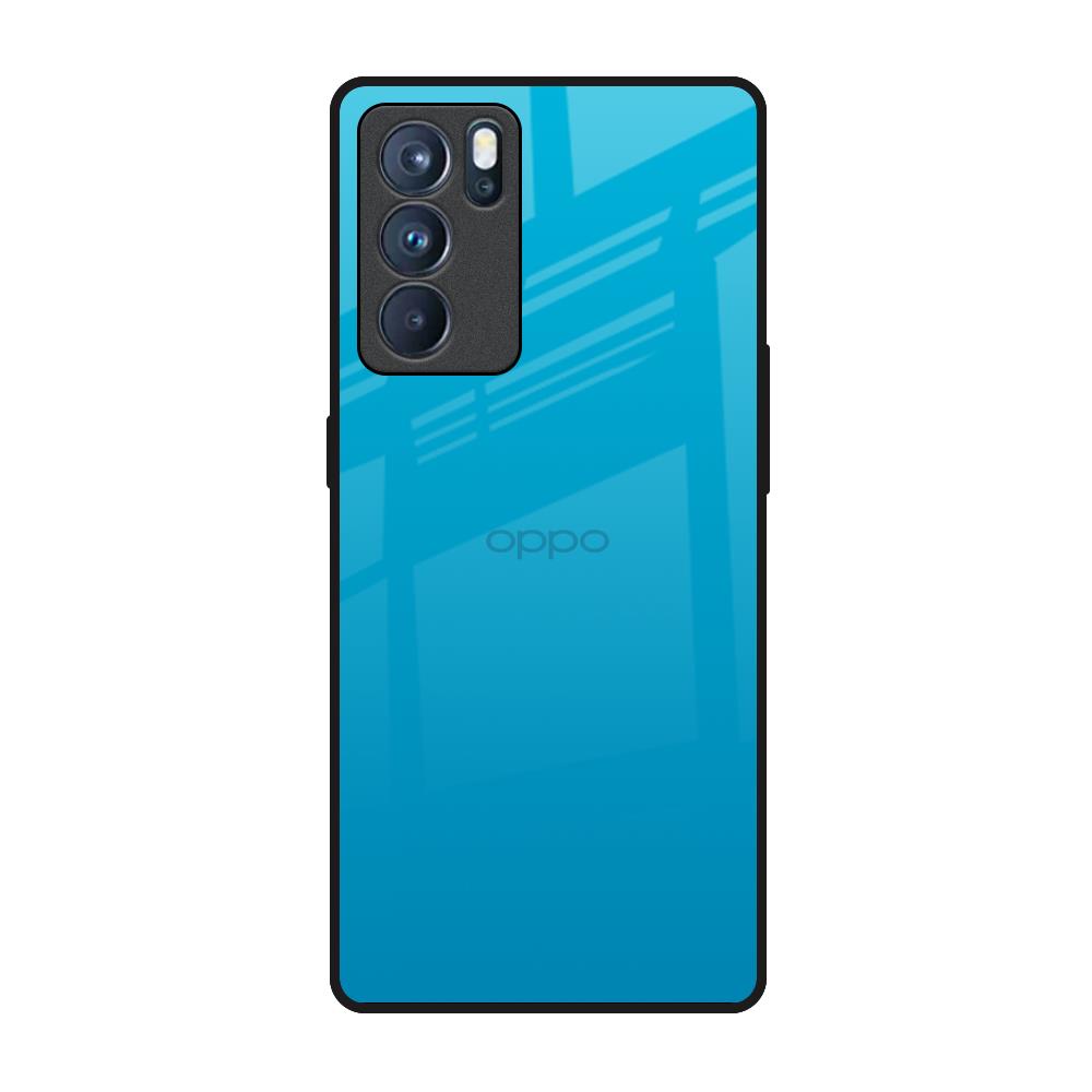 Blue Aqua Oppo Reno6 Pro Glass Back Cover Online