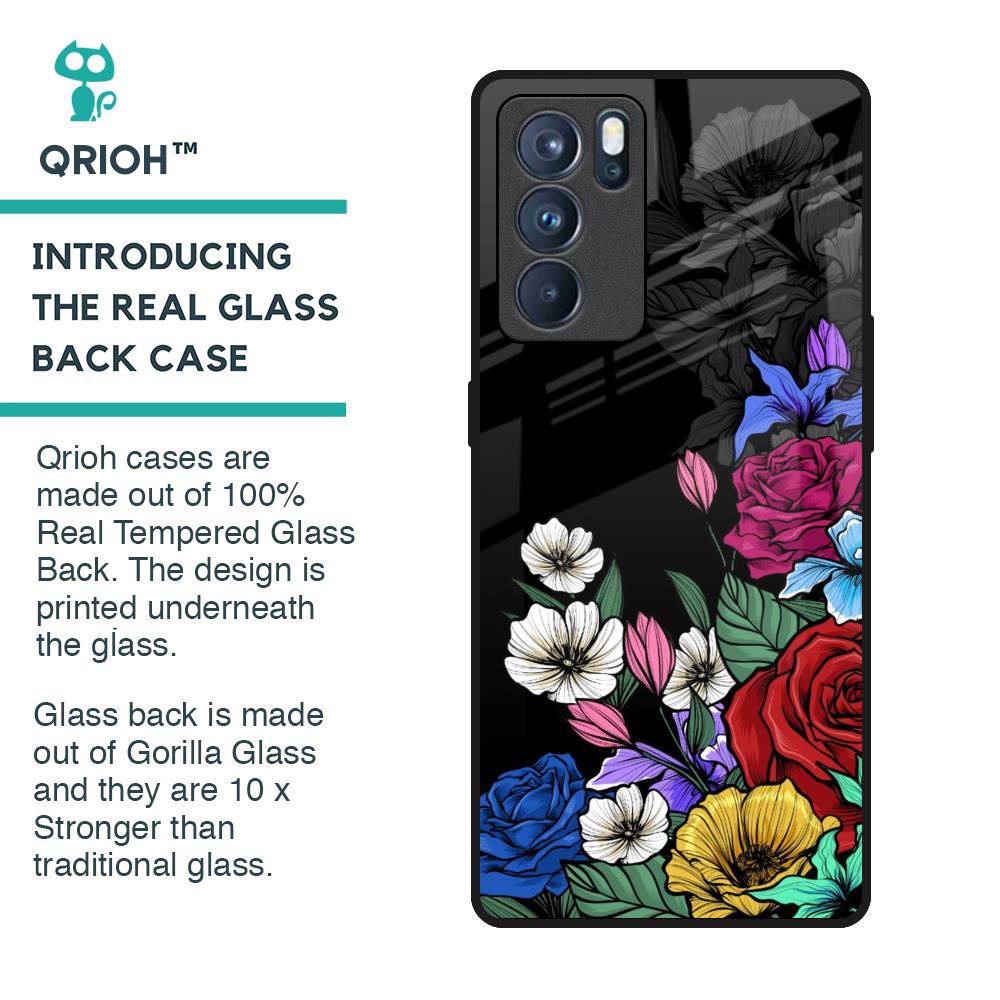 Rose Flower Bunch Art Glass Case for Oppo Reno6 Pro