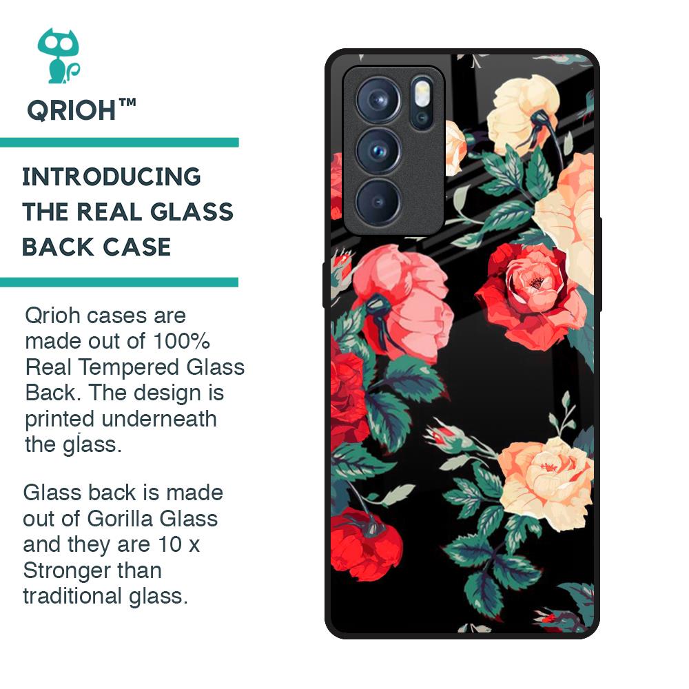 Floral Bunch Glass Case For Oppo Reno6 Pro
