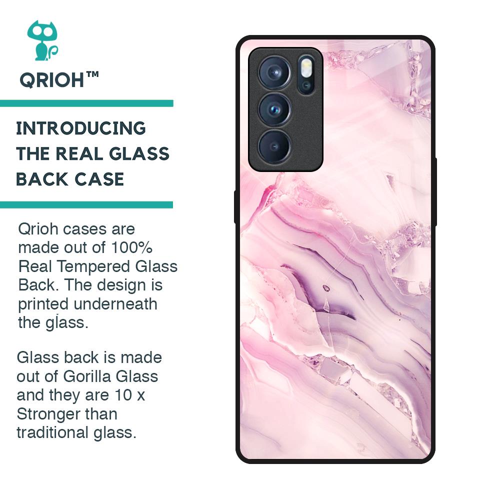 Diamond Pink Gradient Glass Case For Oppo Reno6 Pro