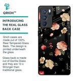 Black Spring Floral Glass Case for Oppo Reno6 Pro