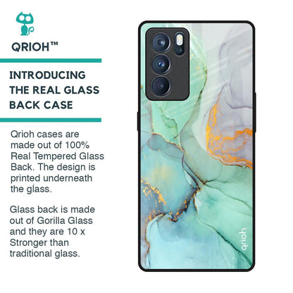 Green Marble Glass Case for Oppo Reno6 Pro