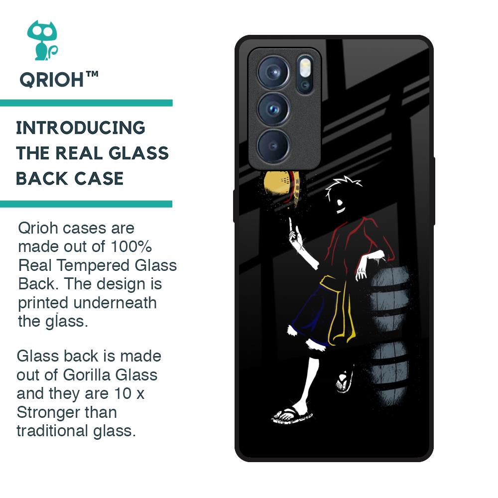 Luffy Line Art Glass Case for Oppo Reno6 Pro