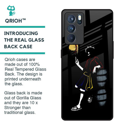 Luffy Line Art Glass Case for Oppo Reno6 Pro