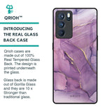 Purple Gold Marble Glass Case for Oppo Reno6 Pro