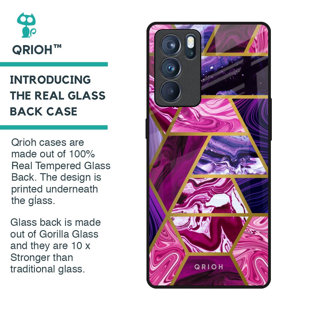 Electroplated Geometric Marble Glass Case for Oppo Reno6 Pro