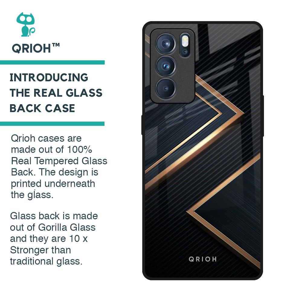 Sleek Golden & Navy Glass Case for Oppo Reno6 Pro