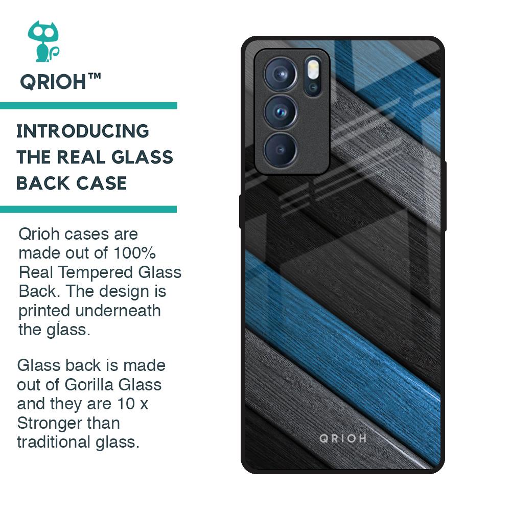 Multicolor Wooden Effect Glass Case for Oppo Reno6 Pro