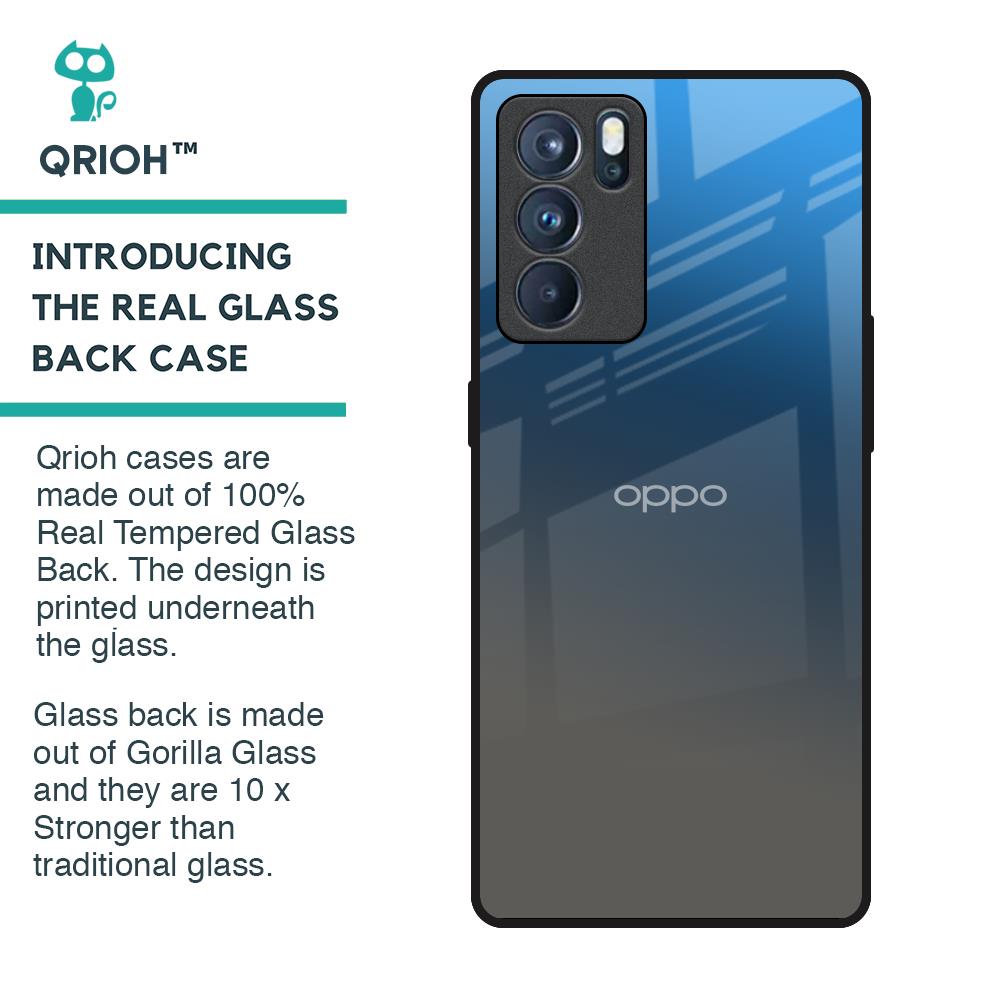 Blue Grey Ombre Glass Case for Oppo Reno6 Pro