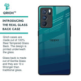 Green Triangle Pattern Glass Case for Oppo Reno6 Pro