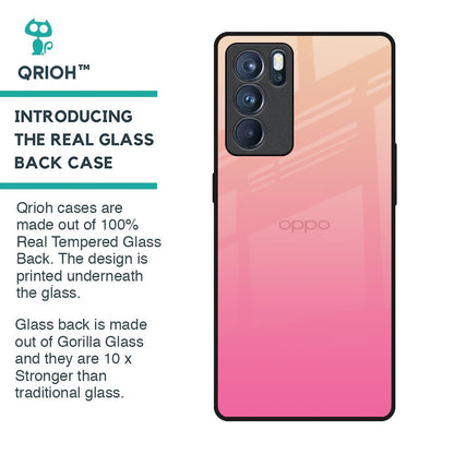Pastel Pink Gradient Glass Case For Oppo Reno6 Pro