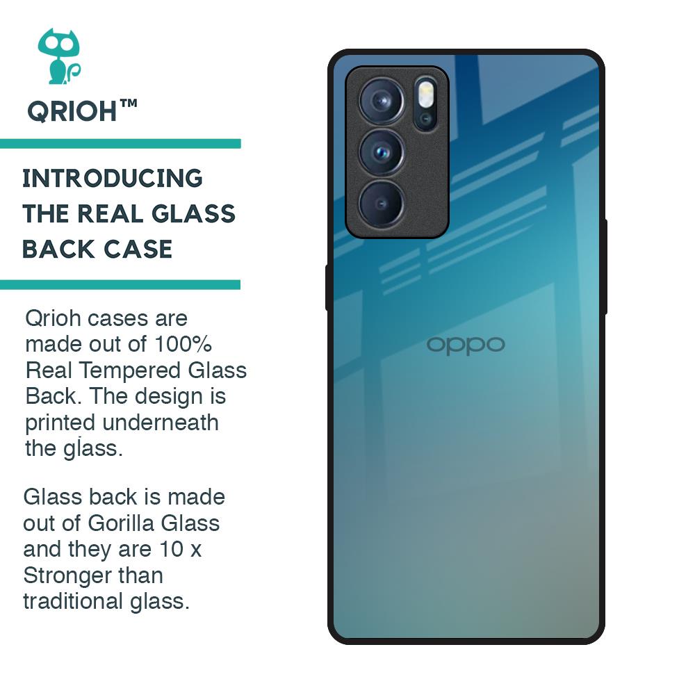 Sea Theme Gradient Glass Case for Oppo Reno6 Pro