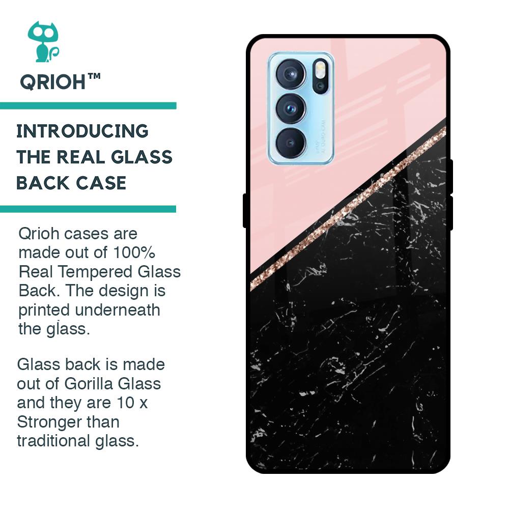 Marble Texture Pink Glass Case For Oppo Reno6 Pro