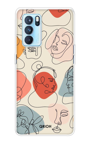 Abstract Faces Oppo Reno6 Pro Back Cover