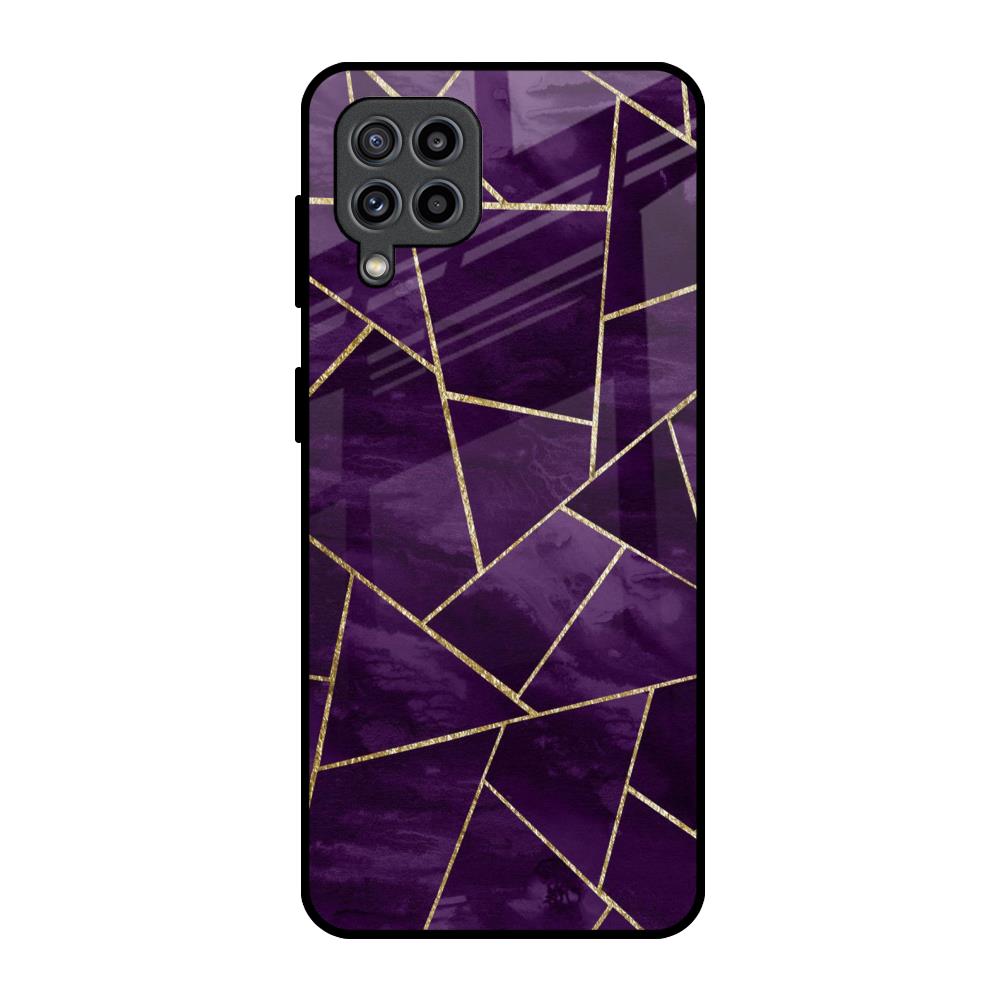 Geometric Purple Samsung Galaxy F22 Glass Back Cover Online