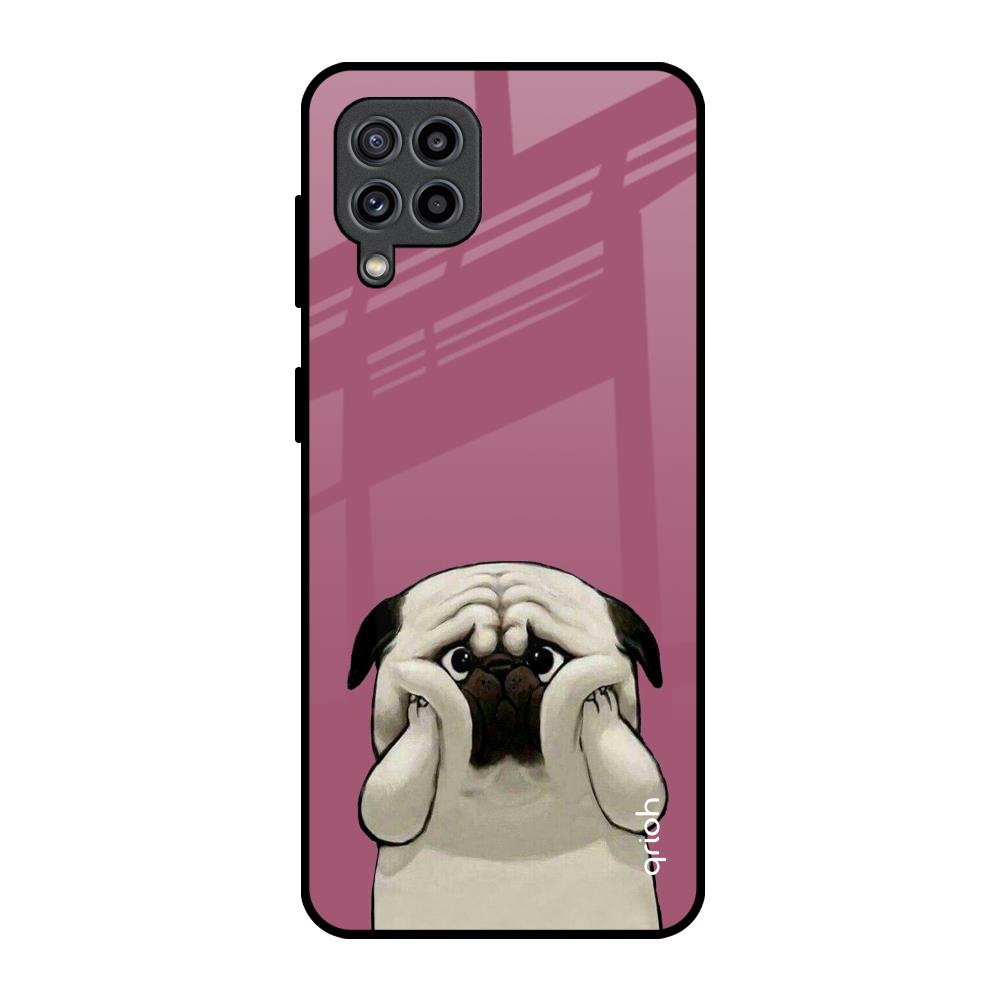 Funny Pug Face Samsung Galaxy F22 Glass Back Cover Online