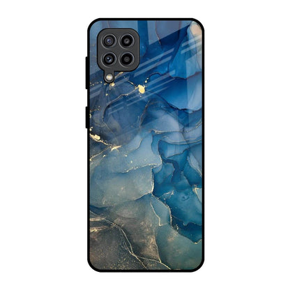 Blue Cool Marble Samsung Galaxy F22 Glass Back Cover Online