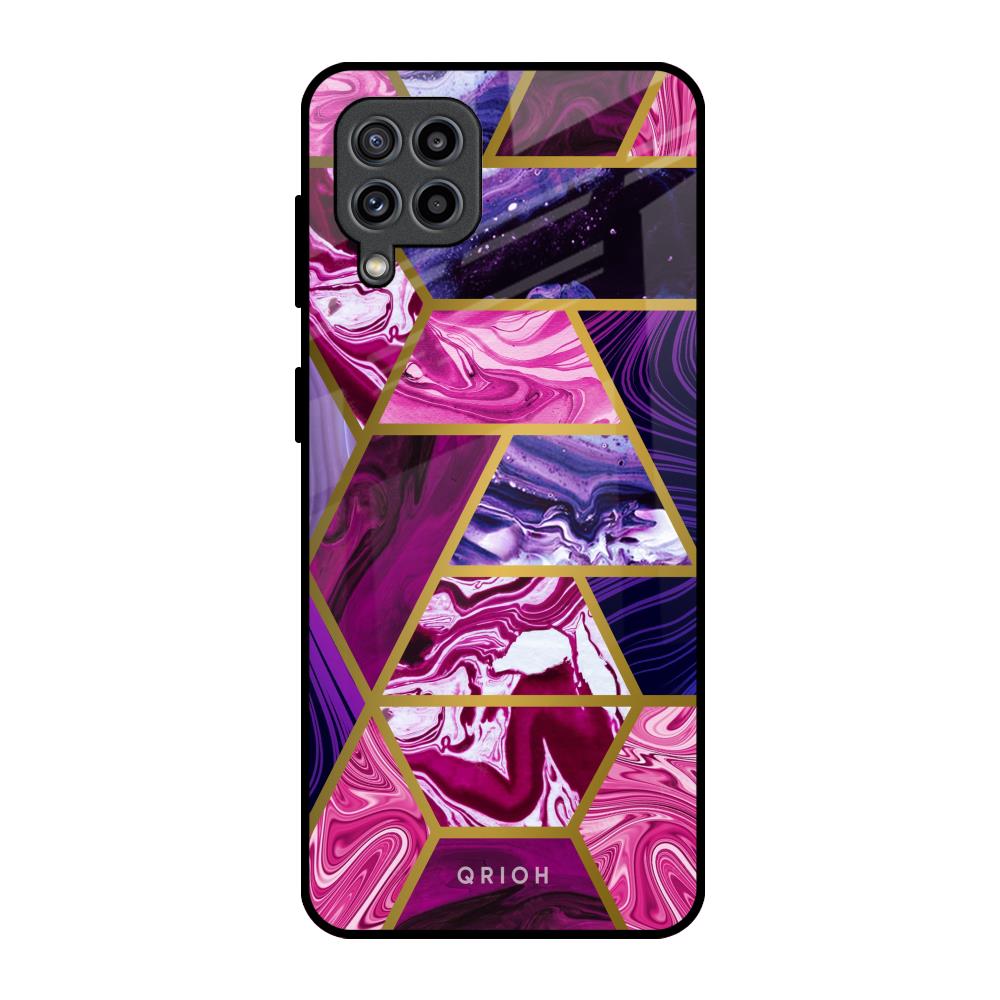 Electroplated Geometric Marble Samsung Galaxy F22 Glass Back Cover Online