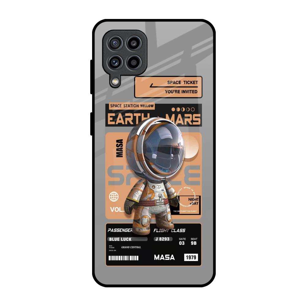 Space Ticket Samsung Galaxy F22 Glass Back Cover Online