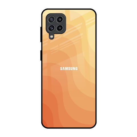 Orange Curve Pattern Samsung Galaxy F22 Glass Back Cover Online