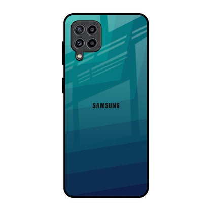 Green Triangle Pattern Samsung Galaxy F22 Glass Back Cover Online
