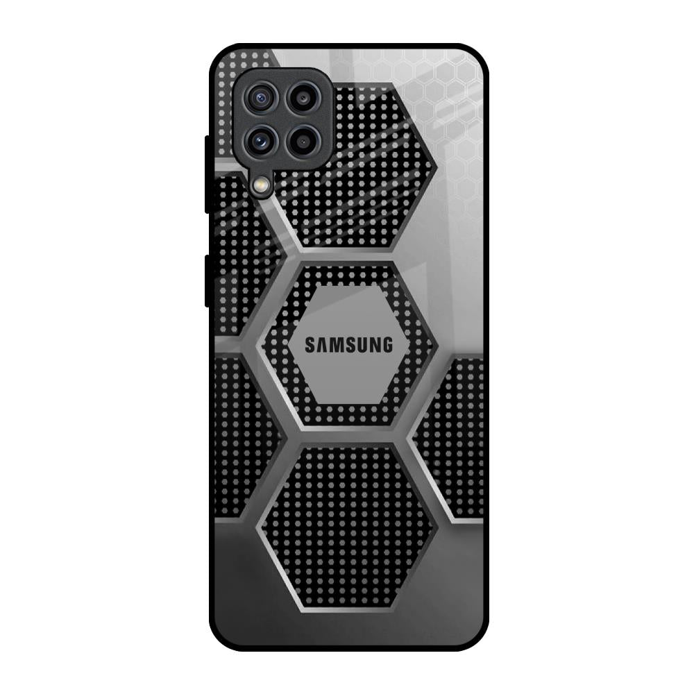 Hexagon Style Samsung Galaxy F22 Glass Back Cover Online