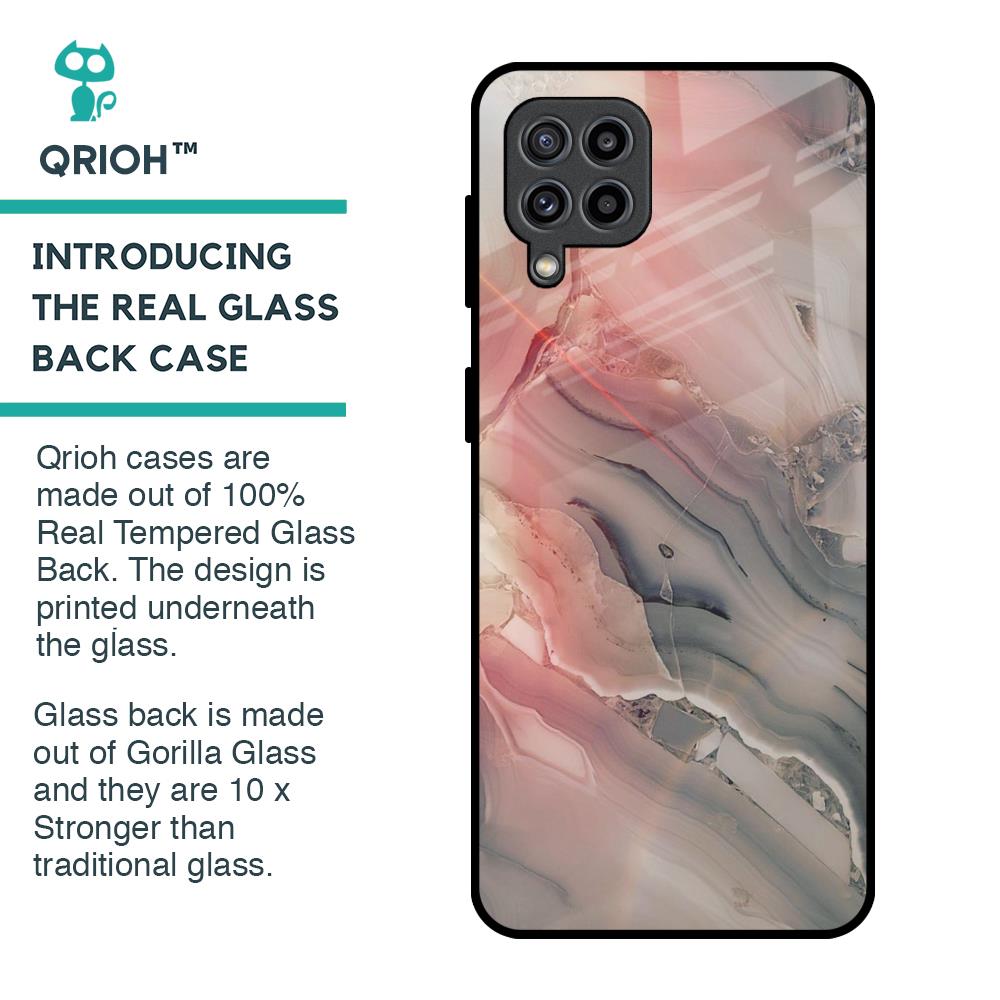 Pink And Grey Marble Glass Case For Samsung Galaxy F22
