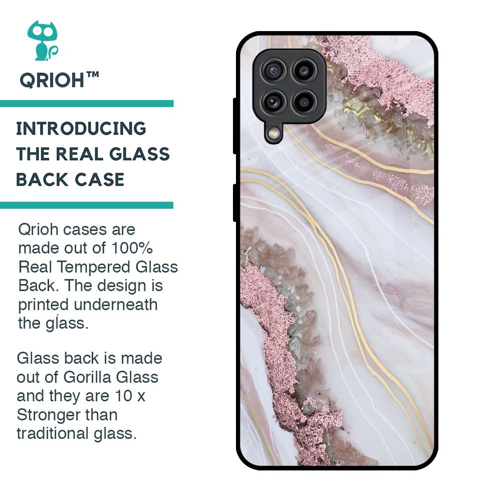 Pink & Gold Gllitter Marble Glass Case for Samsung Galaxy F22