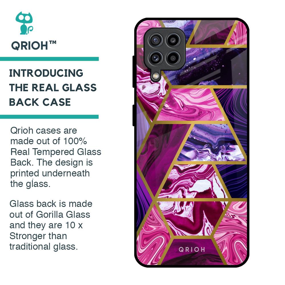 Electroplated Geometric Marble Glass Case for Samsung Galaxy F22