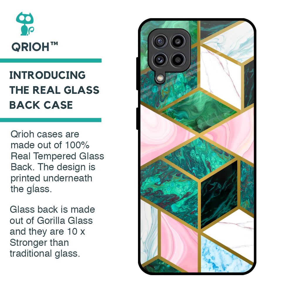 Seamless Green Marble Glass Case for Samsung Galaxy F22