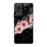 Floral Black Band Vivo X60 PRO Glass Back Cover Online