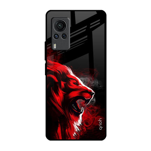 Red Angry Lion Vivo X60 PRO Glass Back Cover Online