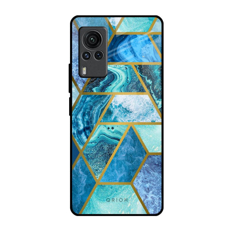Turquoise Geometrical Marble Vivo X60 PRO Glass Back Cover Online