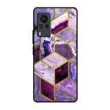 Purple Rhombus Marble Vivo X60 PRO Glass Back Cover Online