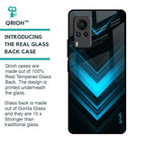 Vertical Blue Arrow Glass Case For Vivo X60 PRO
