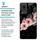 Floral Black Band Glass Case For Vivo X60 PRO