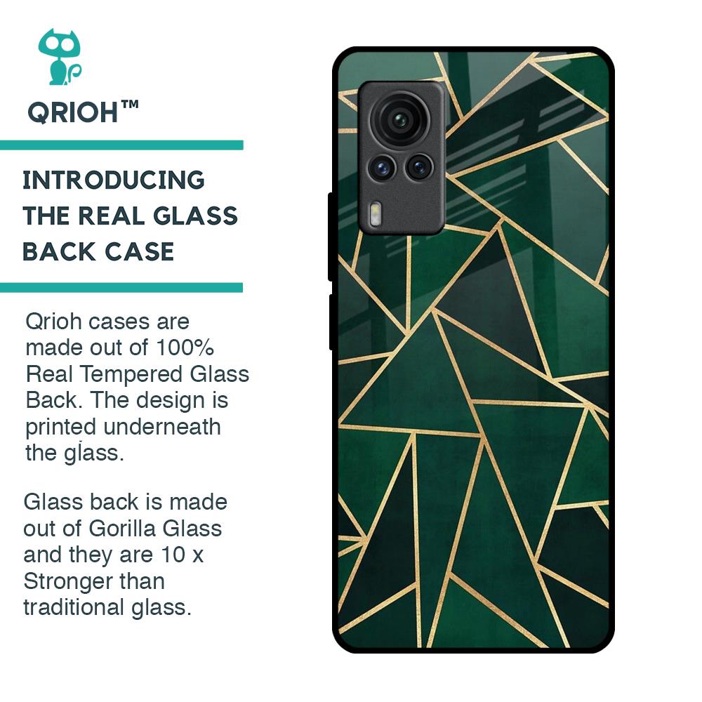 Abstract Green Glass Case For Vivo X60 PRO