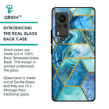 Turquoise Geometrical Marble Glass Case for Vivo X60 PRO