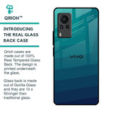 Green Triangle Pattern Glass Case for Vivo X60 PRO