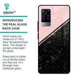 Marble Texture Pink Glass Case For Vivo X60 Pro