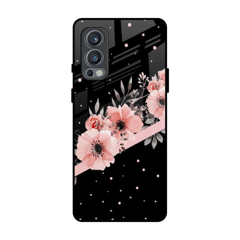 Floral Black Band OnePlus Nord 2 Glass Back Cover Online