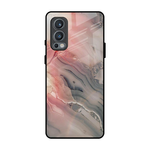 Pink And Grey Marble OnePlus Nord 2 Glass Back Cover Online