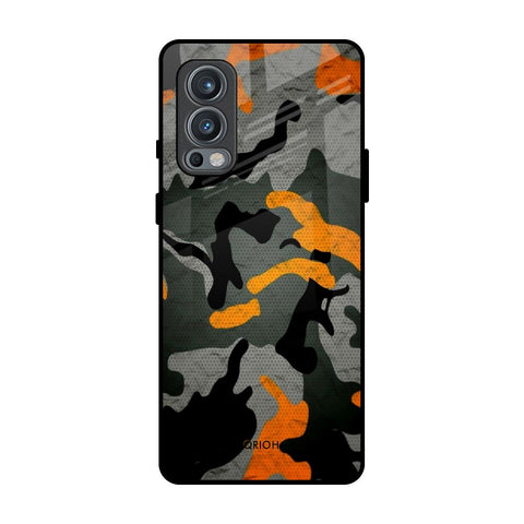 Camouflage Orange OnePlus Nord 2 Glass Back Cover Online