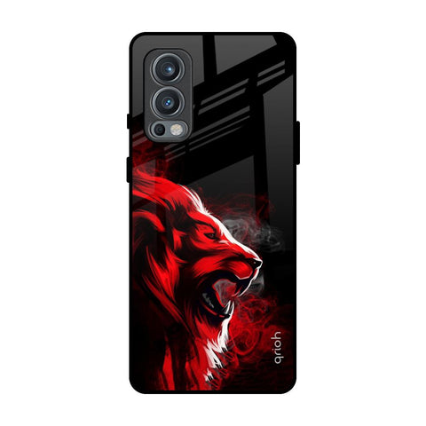 Red Angry Lion OnePlus Nord 2 Glass Back Cover Online