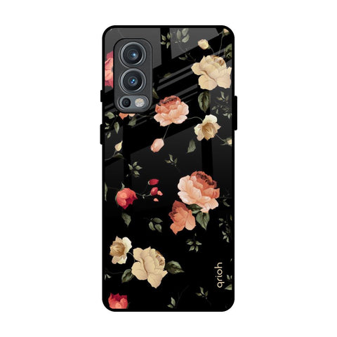 Black Spring Floral OnePlus Nord 2 Glass Back Cover Online