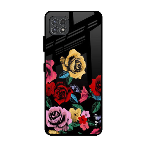 Floral Decorative Samsung Galaxy A22 5G Glass Back Cover Online
